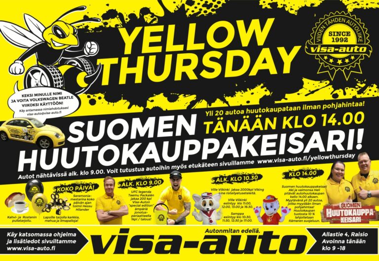 Keltaista markkinahumua Visa-Autossa torstaina 28.11.
